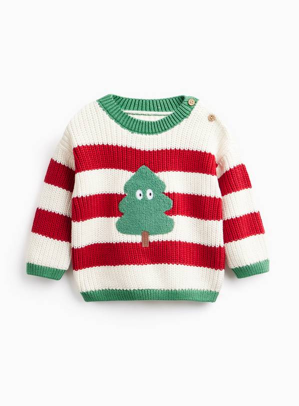 Christmas Red & White Striped Jumper 3-6 months